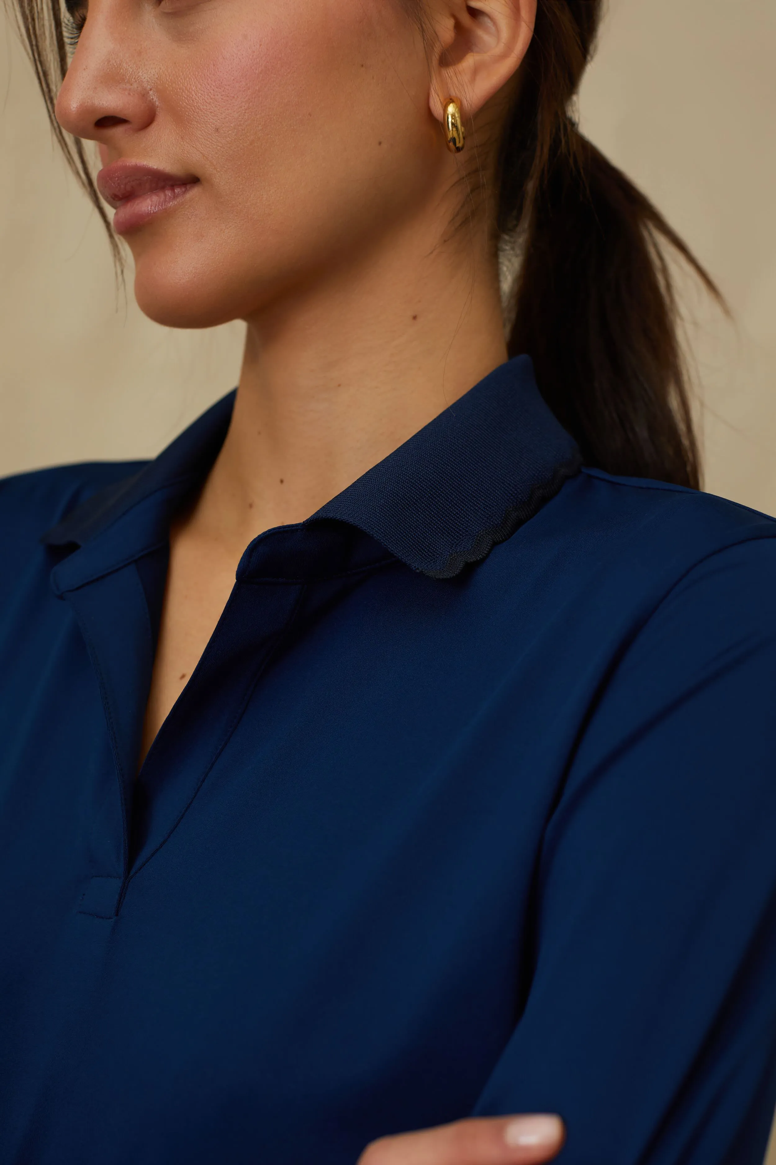 Navy Long Sleeve Caroline Polo sold by Tuckernuck product image thumbnail 4