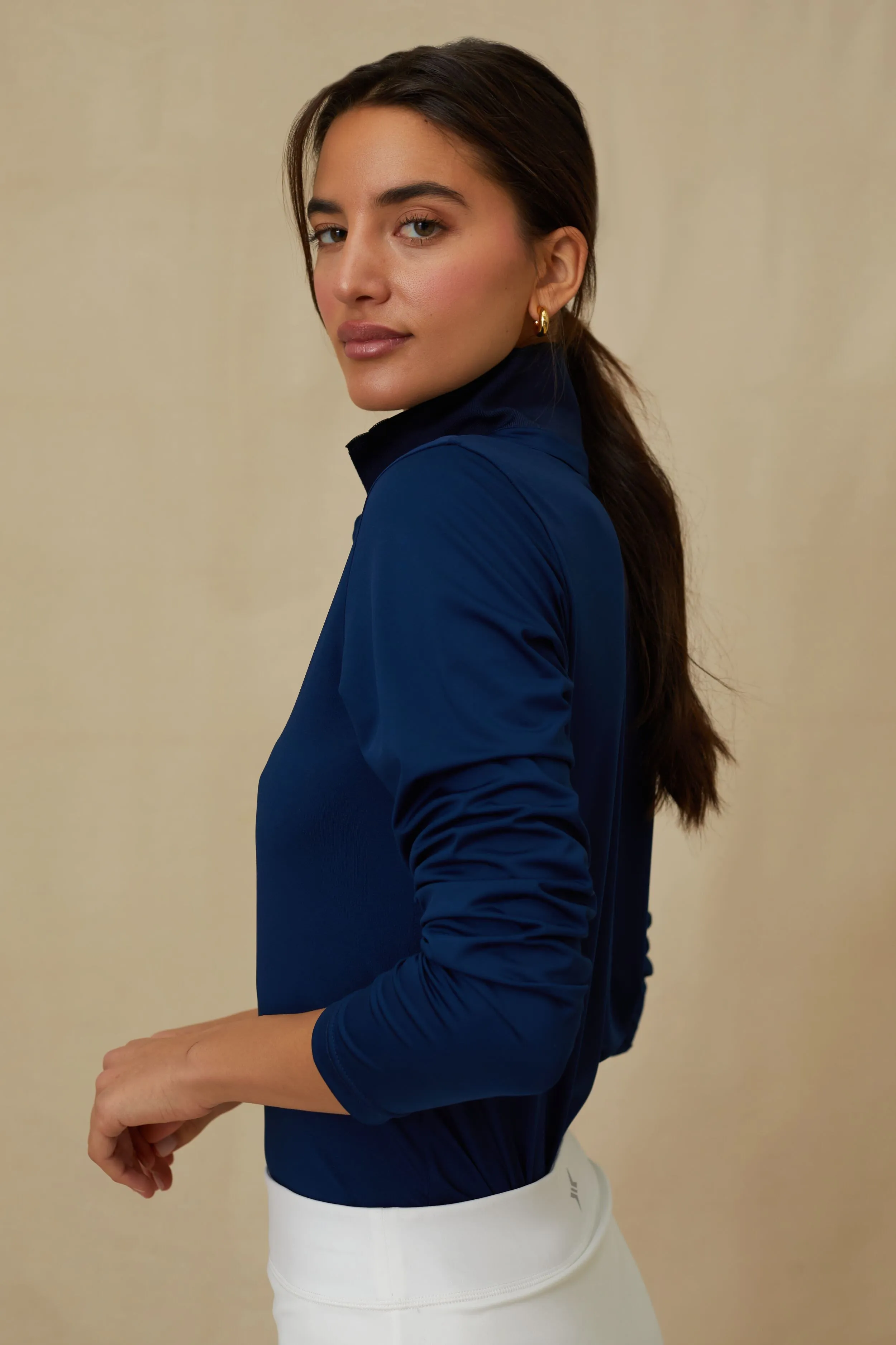 Navy Long Sleeve Caroline Polo sold by Tuckernuck product image thumbnail 3