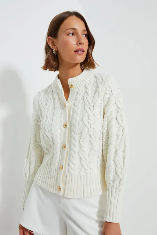 Ivory Cotton Colette Cardigan sold by Tuckernuck