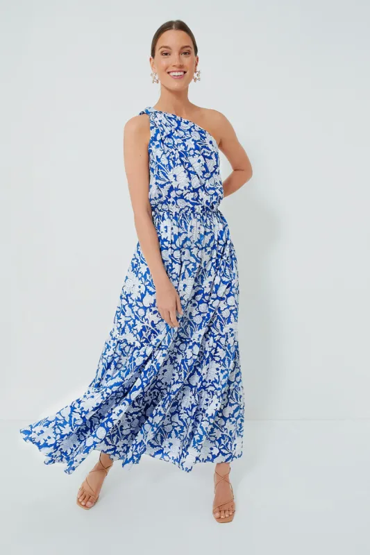 Exclusive Blue Botanica Long Dress sold by Tuckernuck