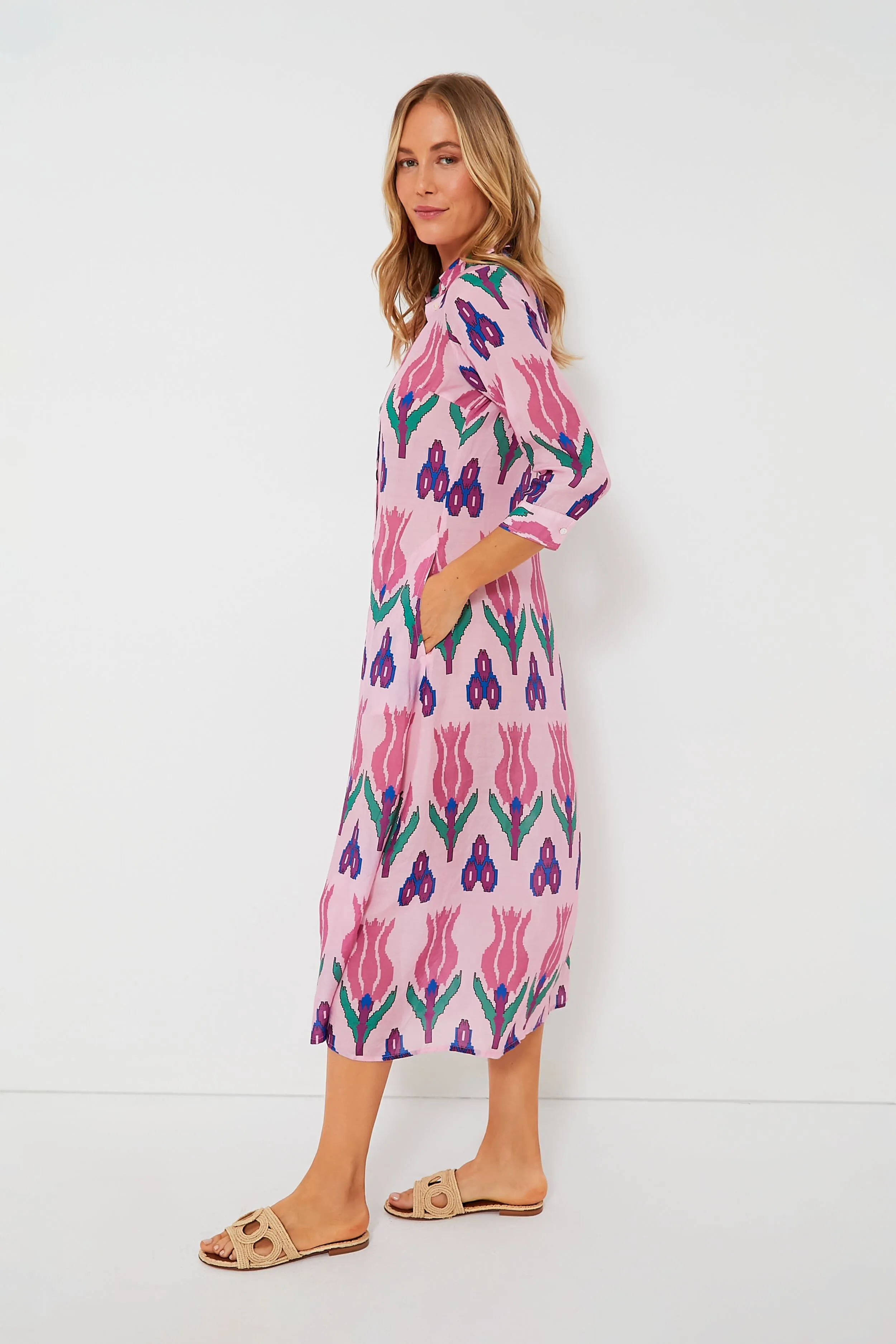 Sumba Pink Shirt Midi Dress sold by Tuckernuck product image thumbnail 4