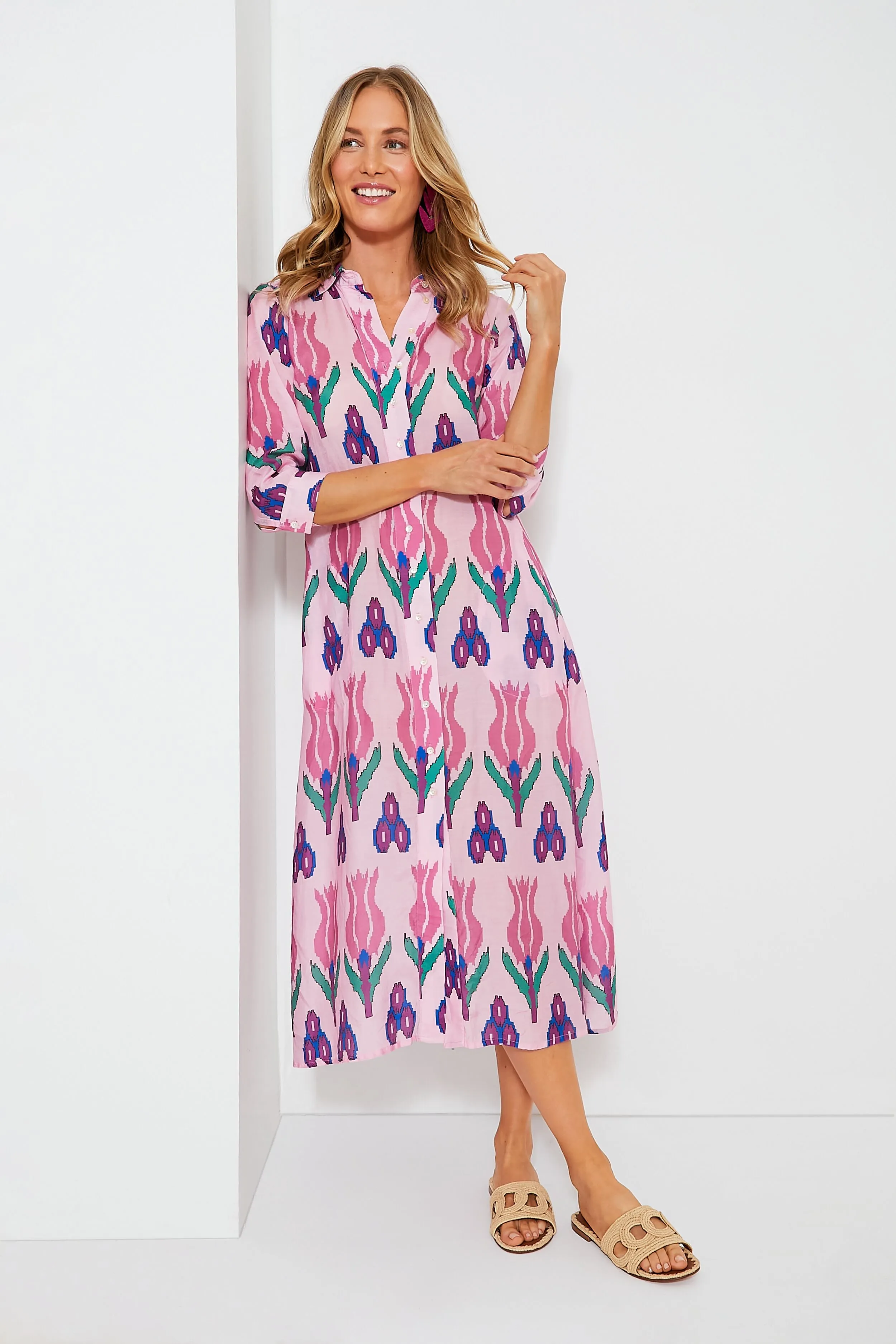 Sumba Pink Shirt Midi Dress sold by Tuckernuck