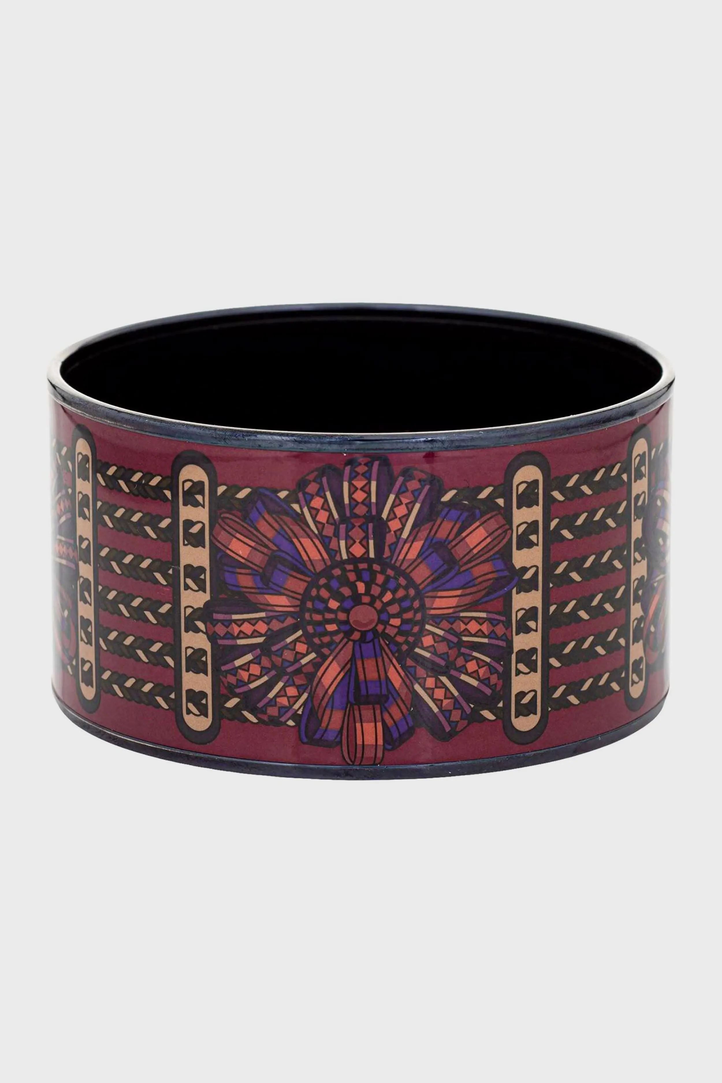 Hermes Enamel Bangle Bracelet Extra Wide 65 PM Ribbon Braided Black Finish sold by Tuckernuck