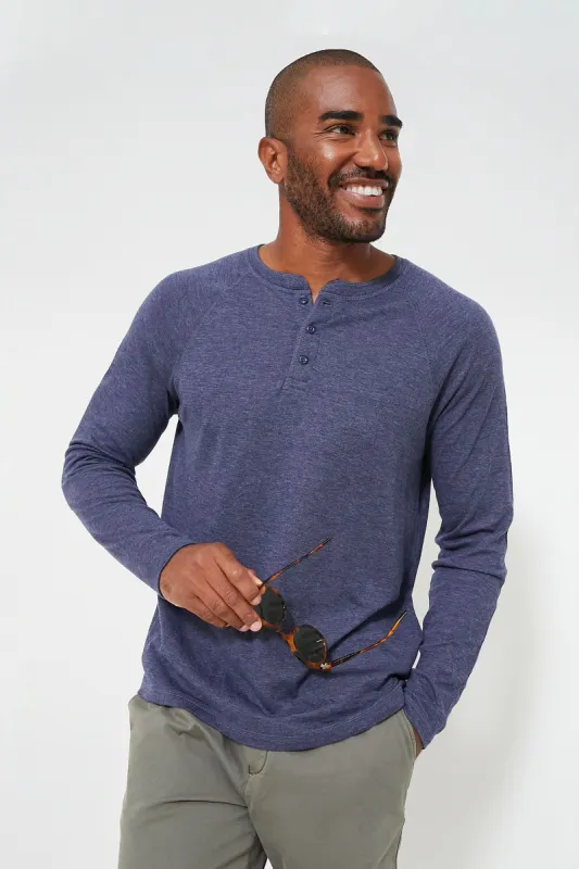 Navy Heather Cloud Long Sleeve Henley sold by Tuckernuck