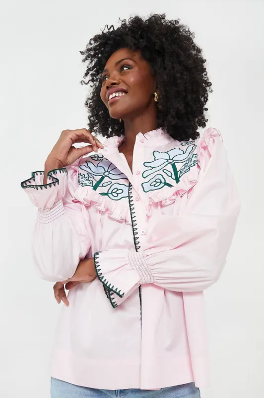 Pink and Blue Gardenia Top sold by Tuckernuck