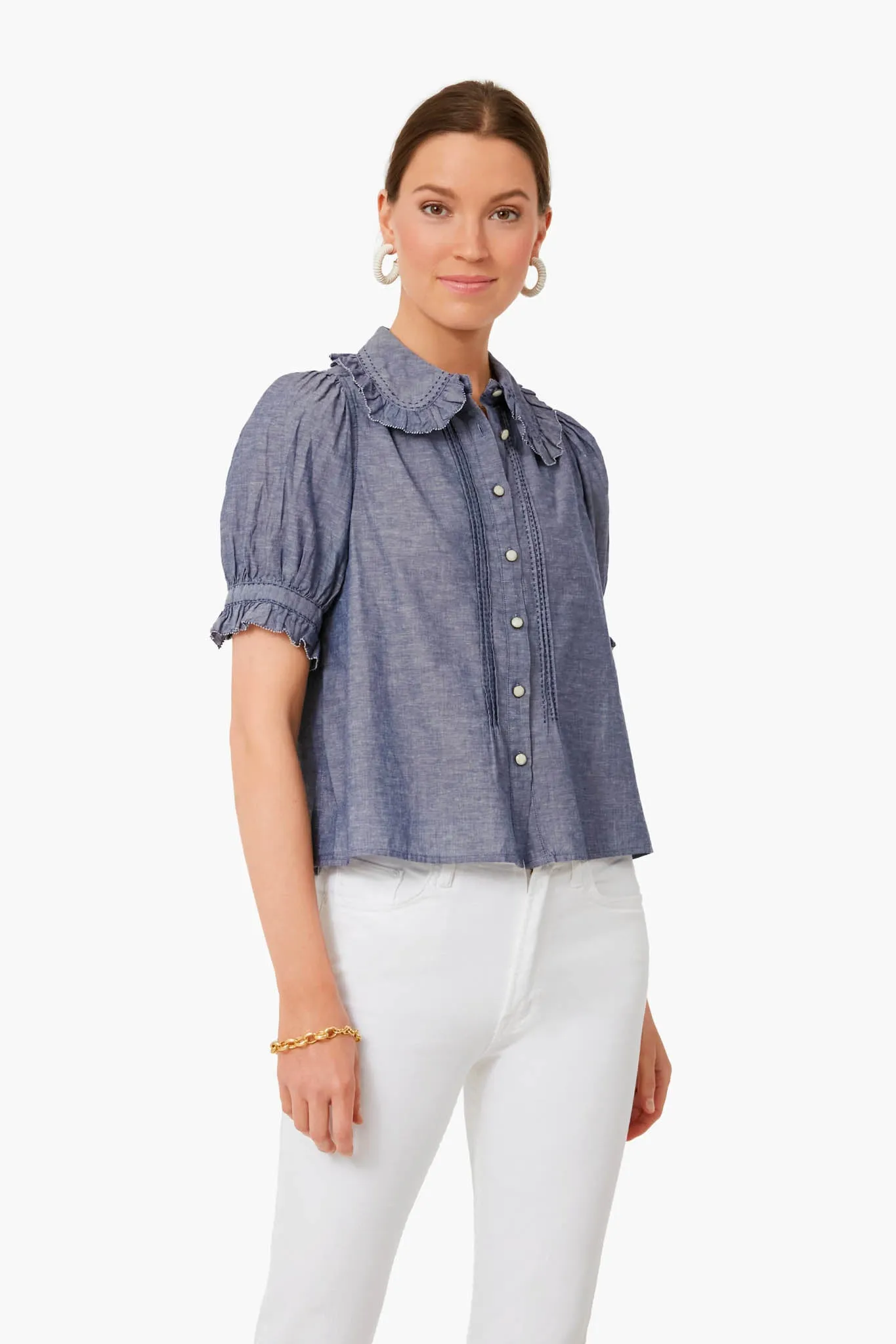 Navy Chambray The Fern Top sold by Tuckernuck