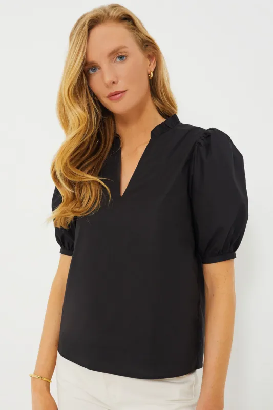 Black Ruffle Leigh Blouse sold by Tuckernuck
