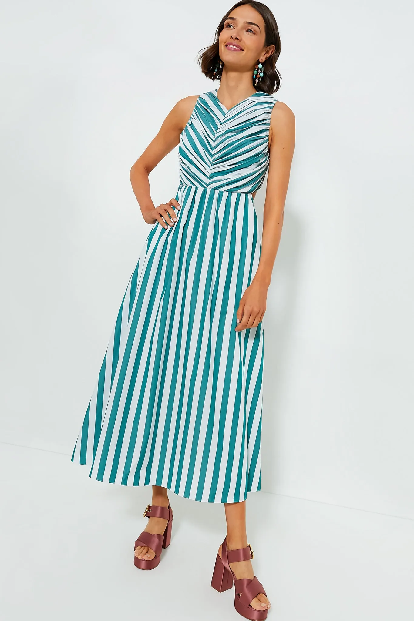 Emerald Stripe Kathleen Dress sold by Tuckernuck