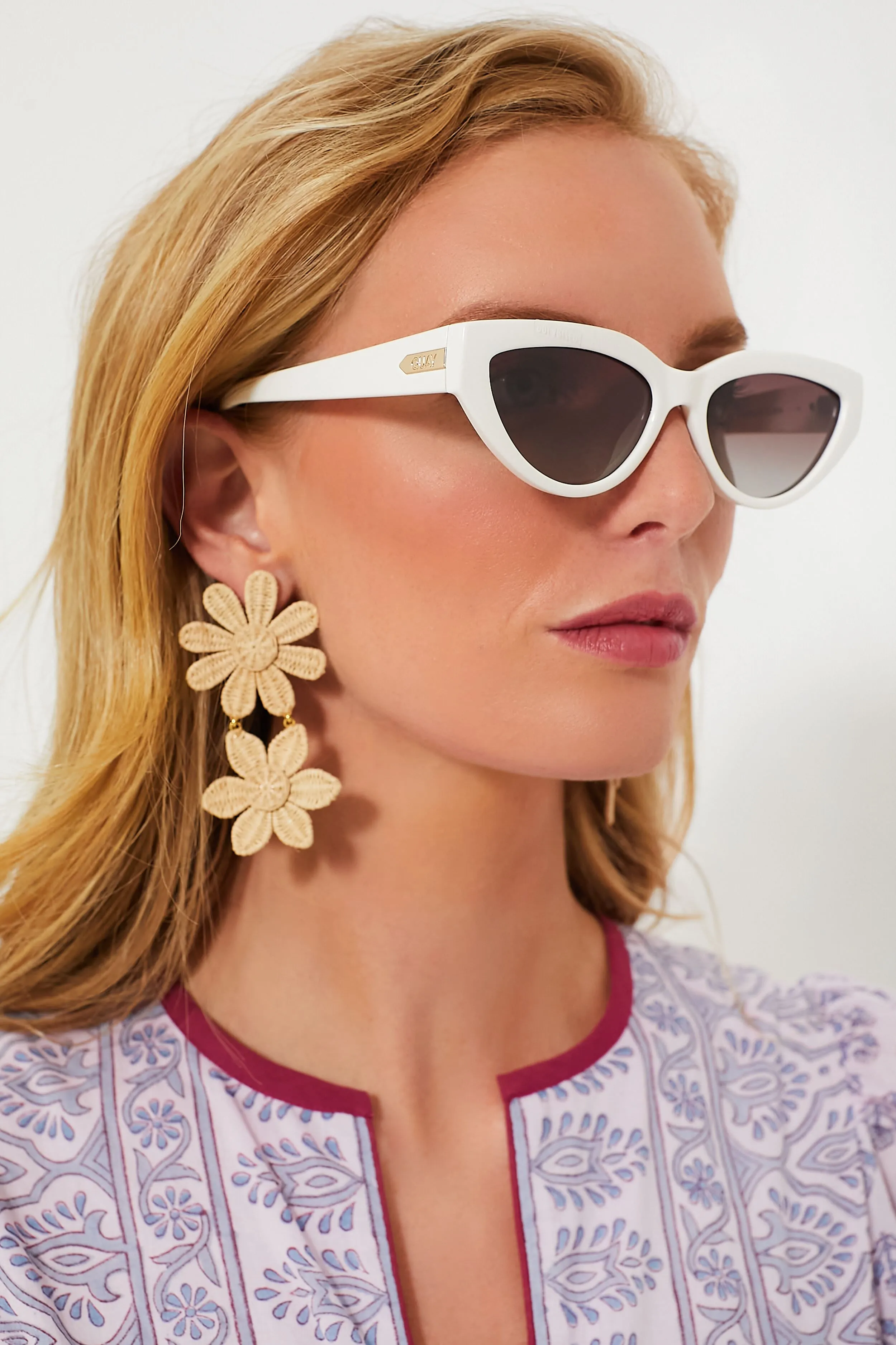 Raffia Double Flower Shannon Earrings sold by Tuckernuck product image thumbnail 2