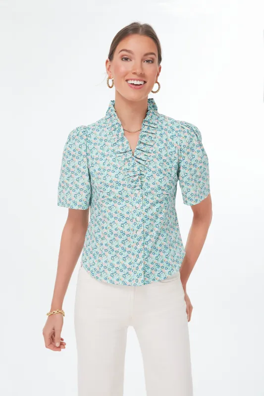 Blue Floral Rory Blouse sold by Tuckernuck