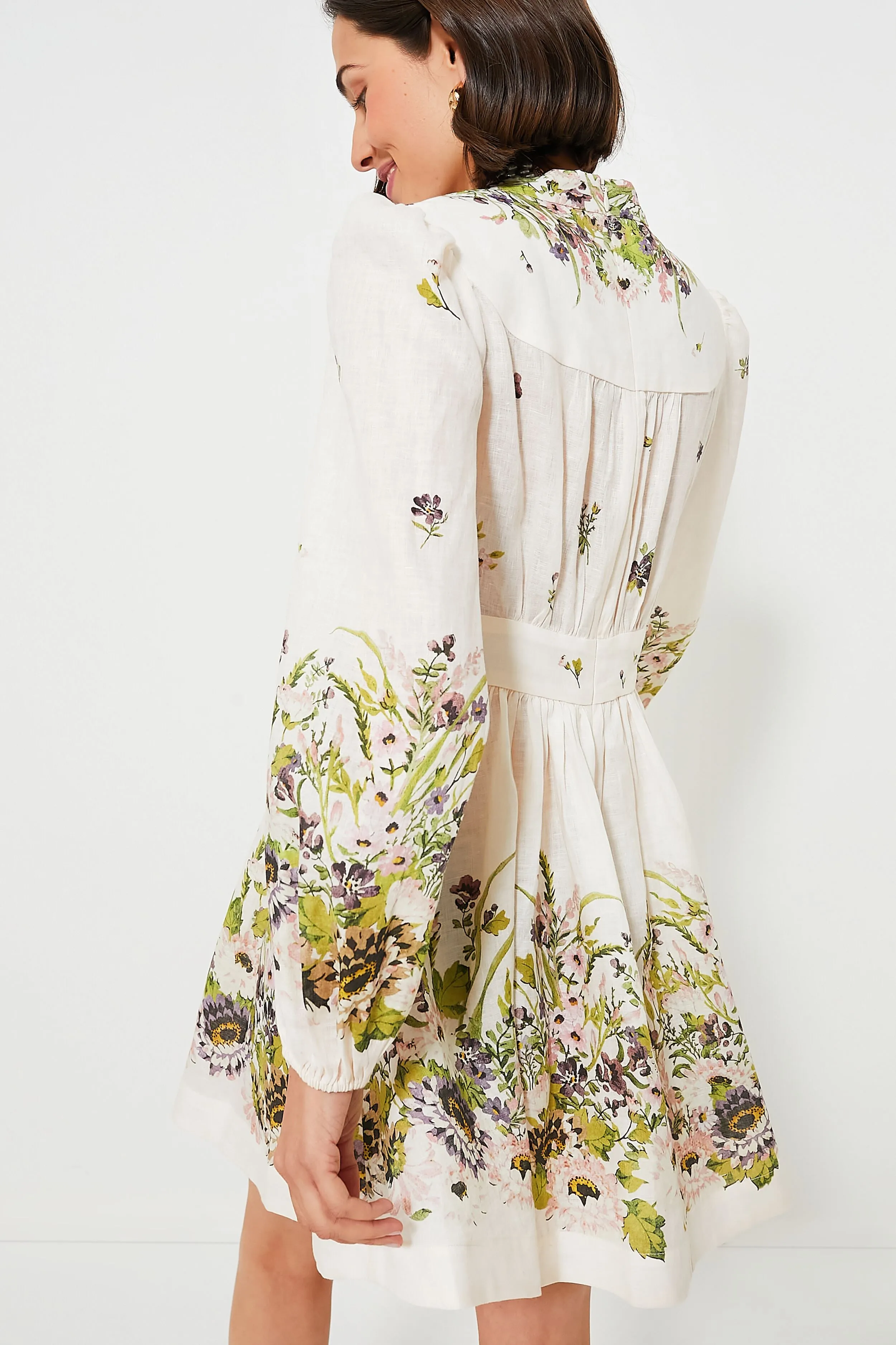 Cream Multi Floral Halliday Plunge Mini Dress sold by Tuckernuck product image thumbnail 4