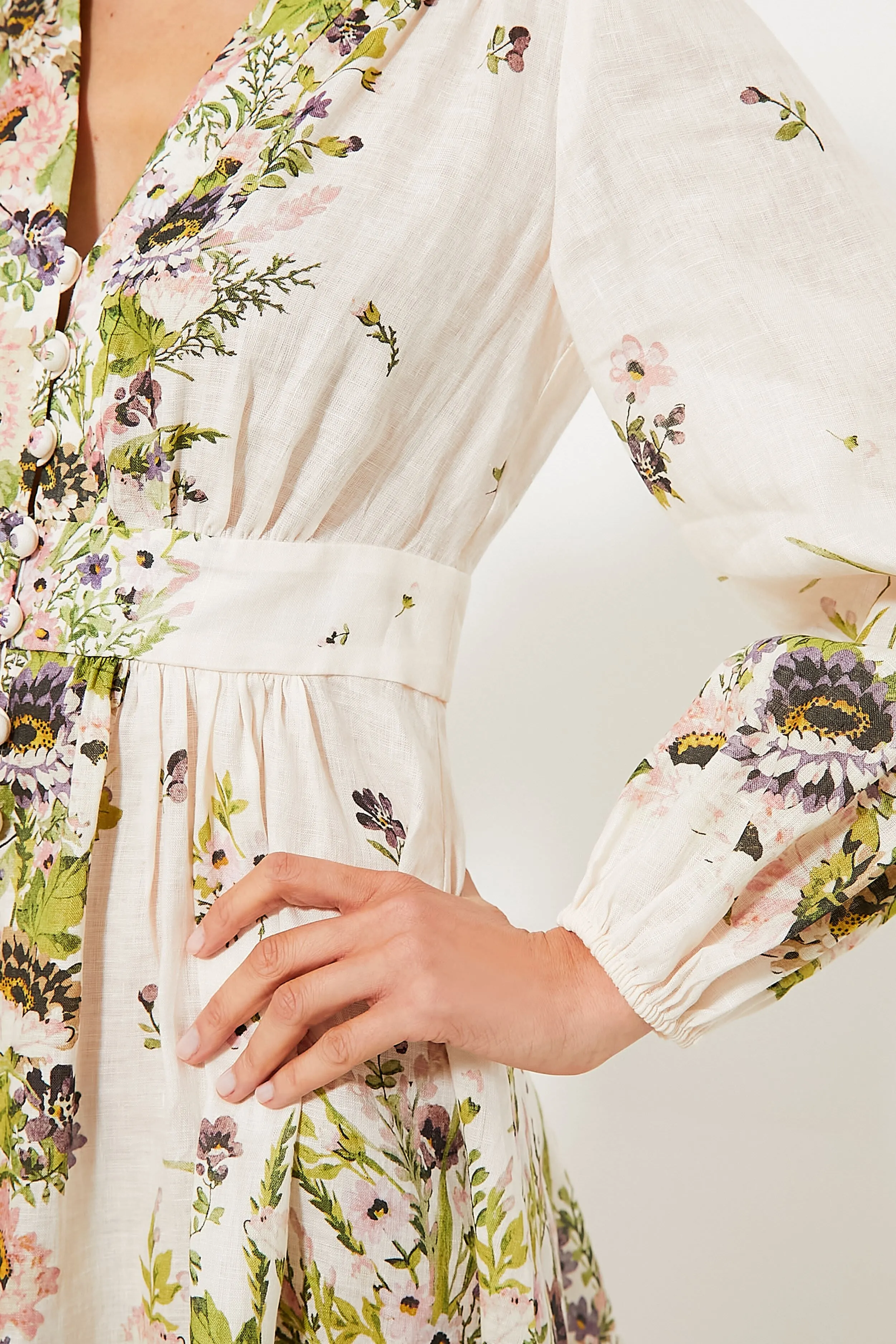 Cream Multi Floral Halliday Plunge Mini Dress sold by Tuckernuck product image thumbnail 5