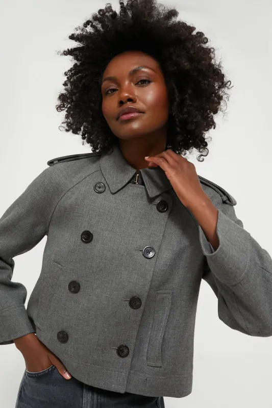 Medium Heather Grey Cropped Conneley Trench made by Veronica Beard