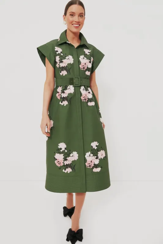 Olive and Pressed Powder Floral Chloe Dress sold by Tuckernuck