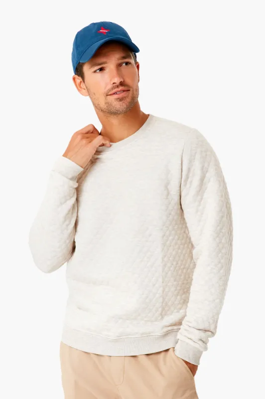 Dark Oat Heather Corbet Quilted Crewneck Sweater sold by Tuckernuck