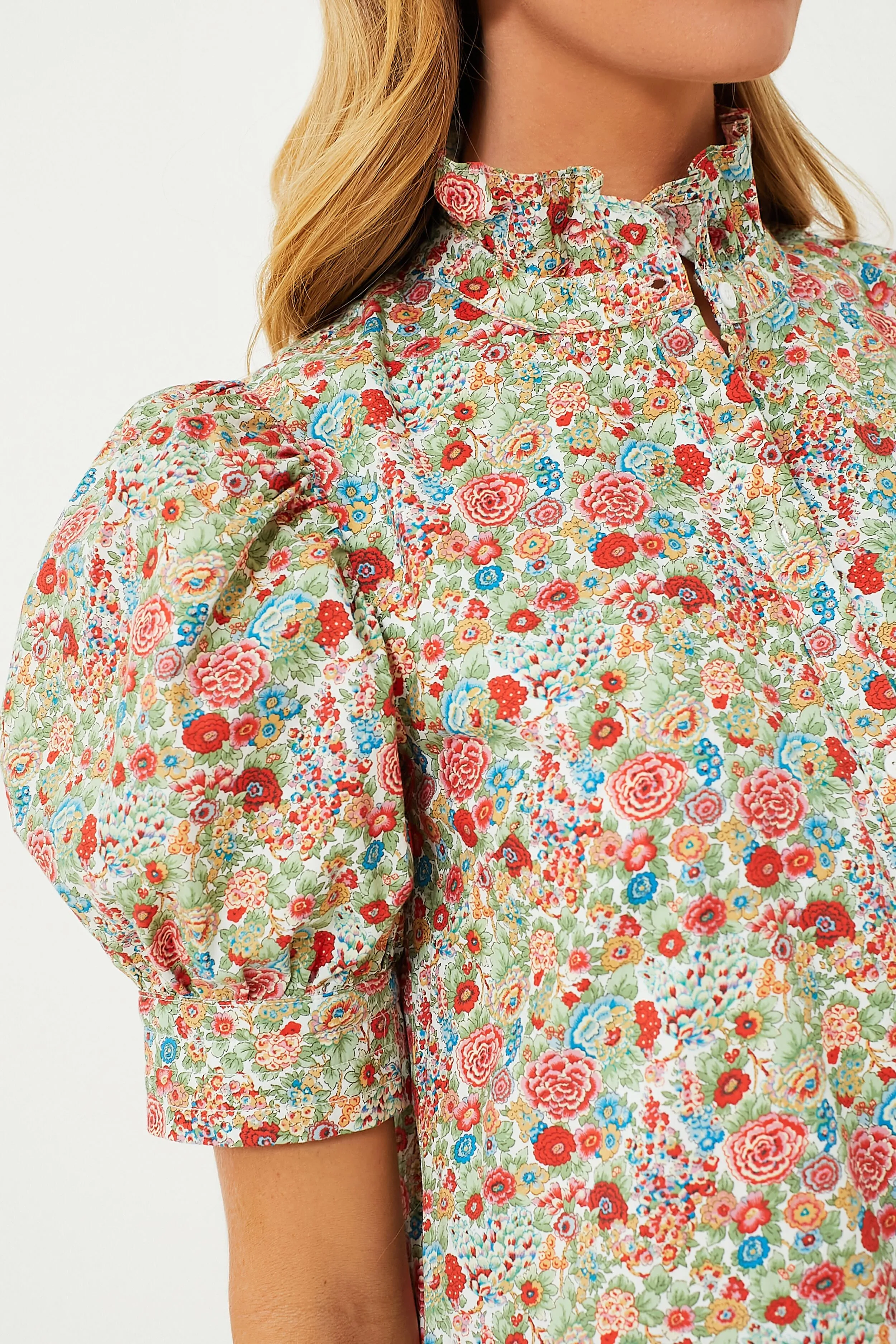 Red Floral Ruffle Collar Louisa Midi Dress sold by Tuckernuck product image thumbnail 2