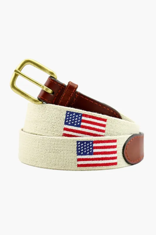 Light Khaki American Flag Needlepoint Belt sold by Tuckernuck