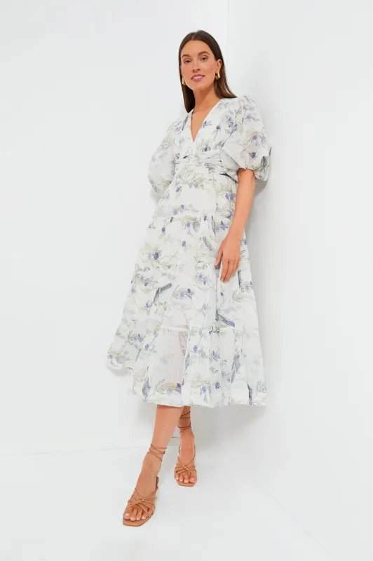 Blue Birds Pleated Midi Dress sold by Tuckernuck