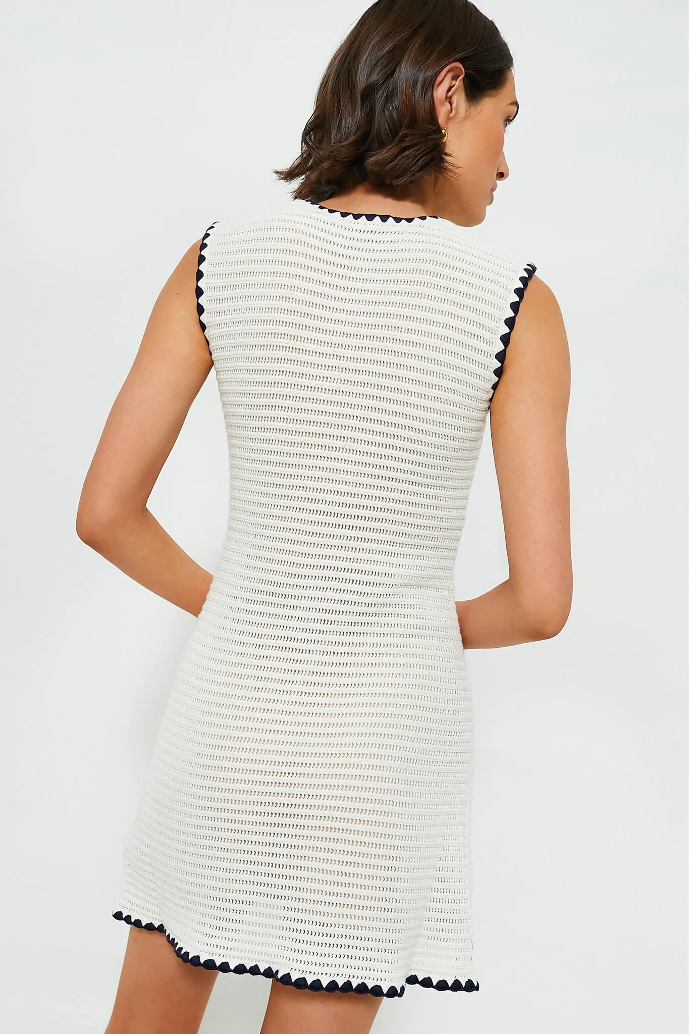 Cream Crochet Contrast Trim Mini Dress sold by Tuckernuck product image thumbnail 4