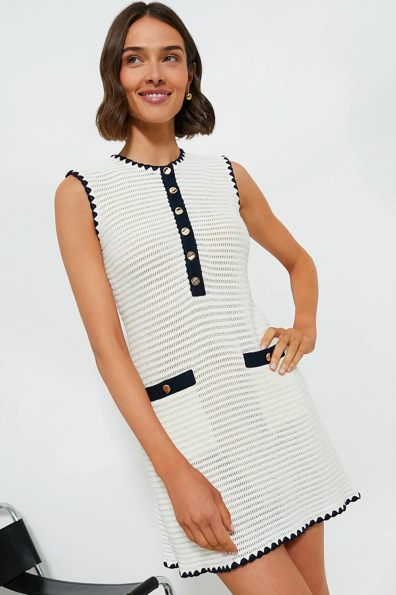 Cream Crochet Contrast Trim Mini Dress sold by Tuckernuck