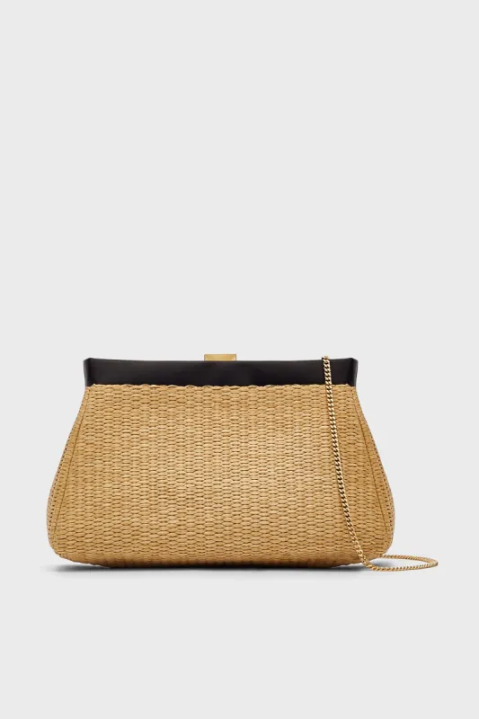 Natural Raffia and Black Cannes Clutch sold by Tuckernuck