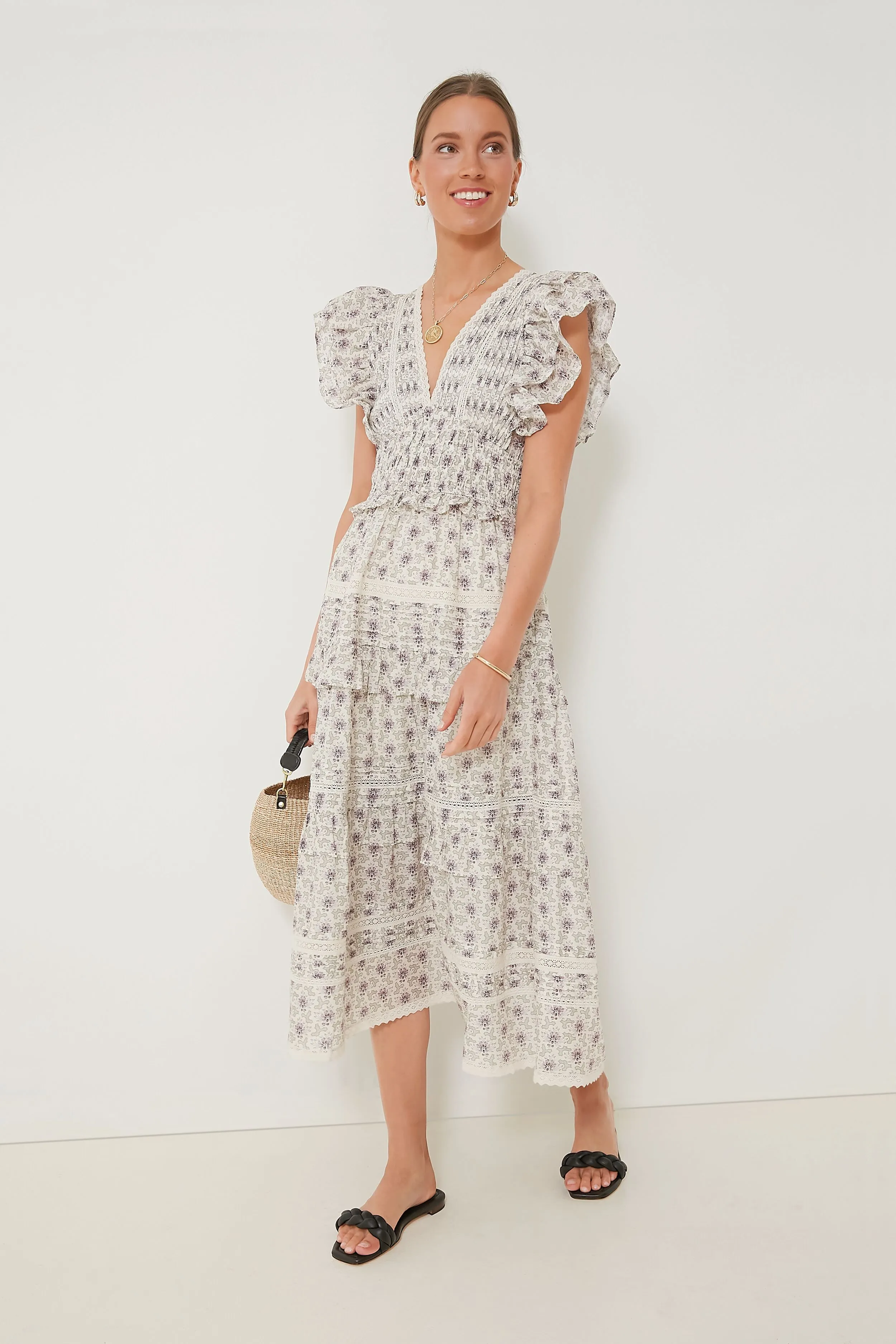 Lilac Yvonne Print Flutter Sleeve Dress sold by Tuckernuck product image thumbnail 2