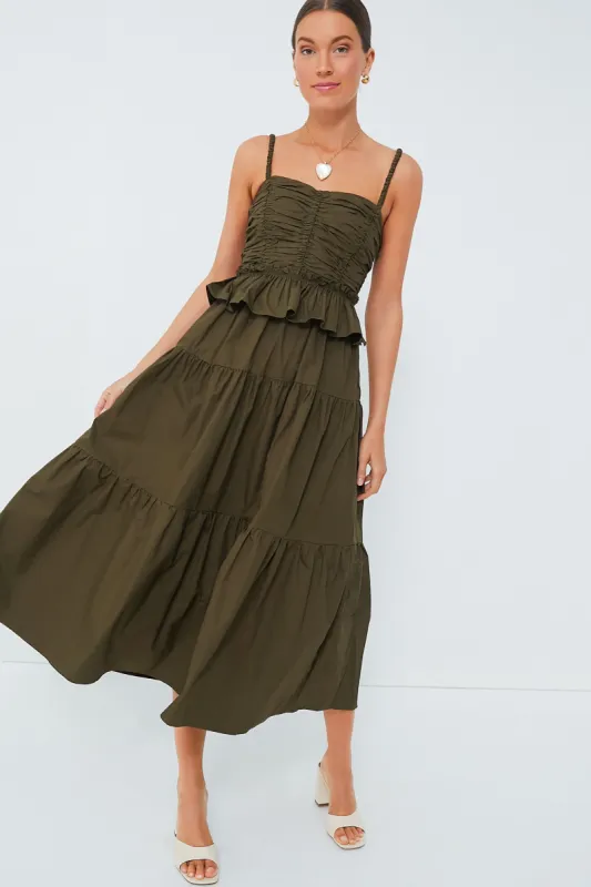 Exclusive Olive Tiered Maxi Dress sold by Tuckernuck