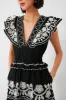 Black Beck Embroidery Flutter Sleeve V-Neck Dress sold by Tuckernuck