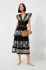 Black Beck Embroidery Flutter Sleeve V-Neck Dress sold by Tuckernuck