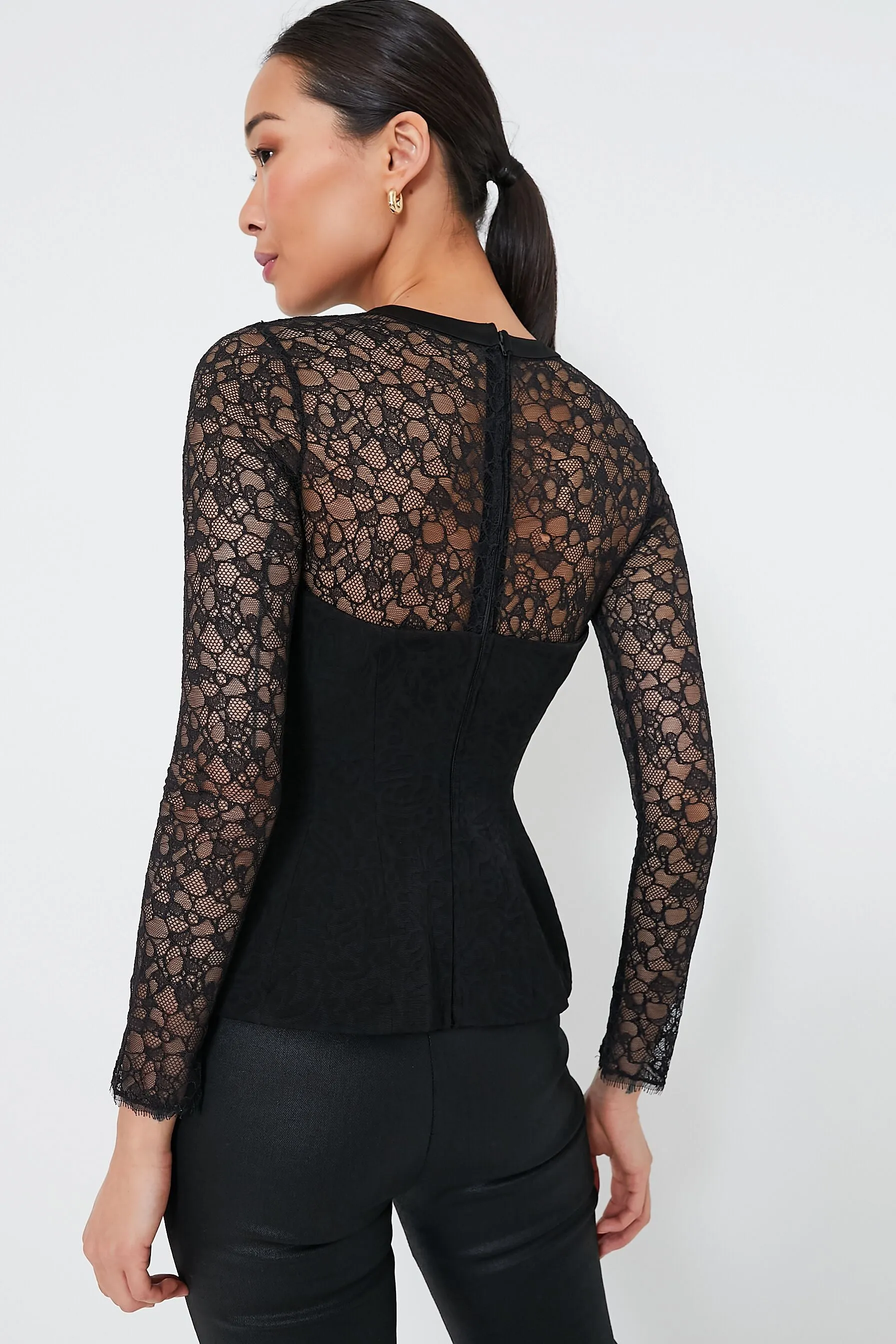 Black Prima Long Sleeve Bustier Top sold by Tuckernuck product image thumbnail 4