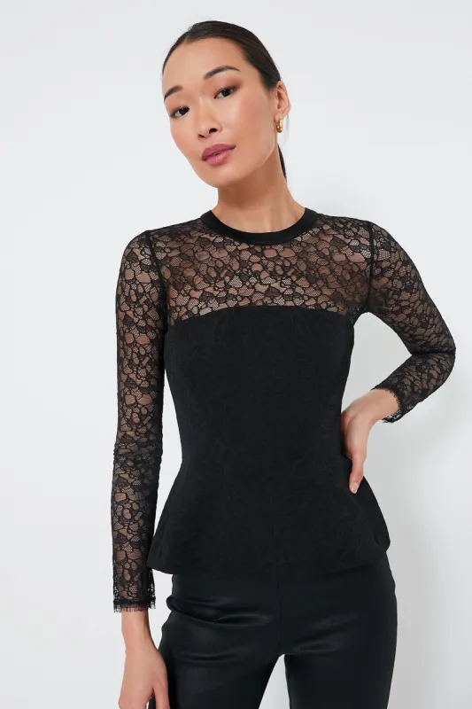 Black Prima Long Sleeve Bustier Top sold by Tuckernuck