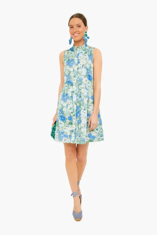 Jardin De Fleurs Sleeveless Royal Shirt Dress sold by Tuckernuck