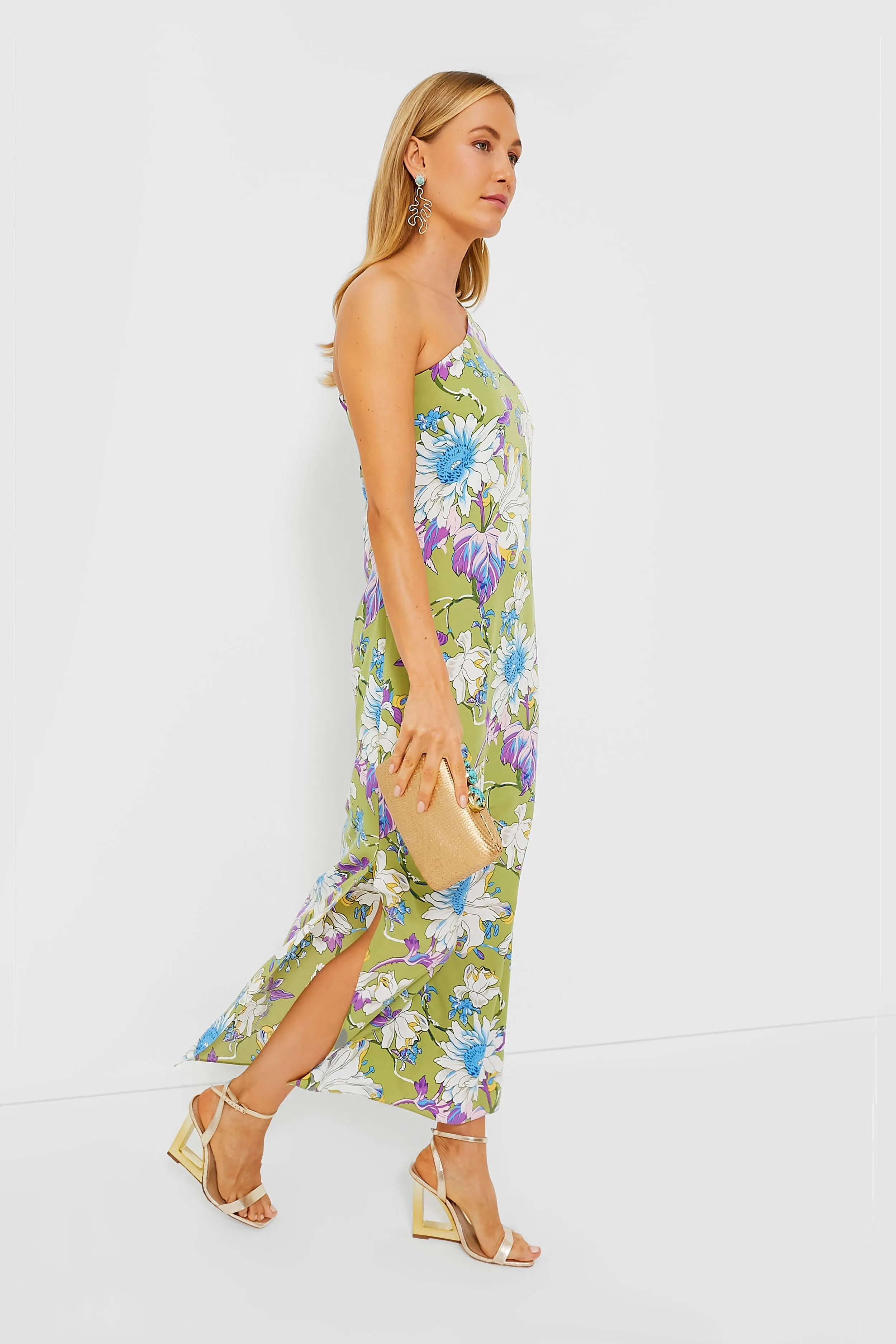 Green Floral One Shoulder Odelia Maxi Dress sold by Tuckernuck product image thumbnail 2