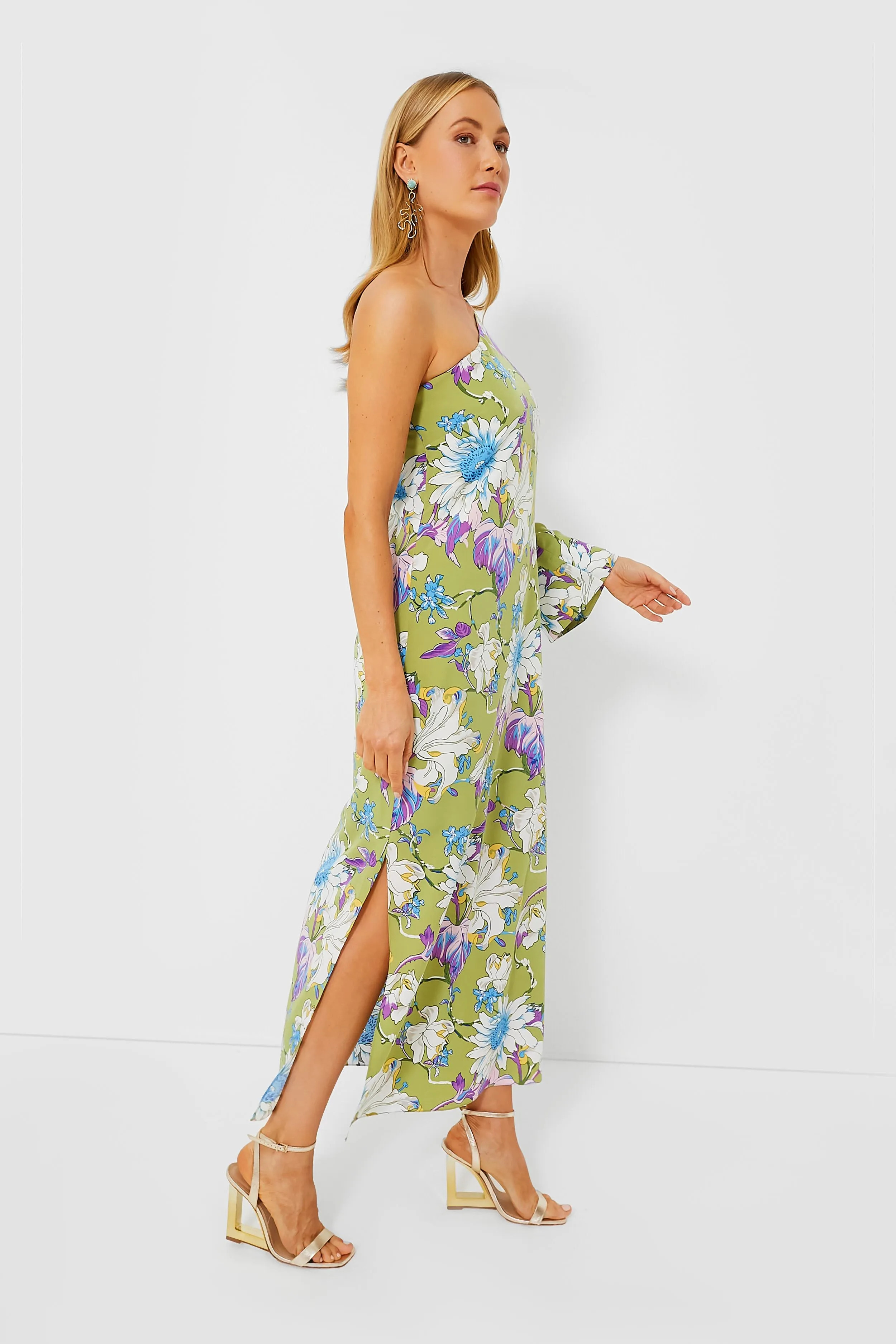 Green Floral One Shoulder Odelia Maxi Dress sold by Tuckernuck product image thumbnail 5