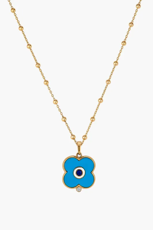 Turquoise Evil Eye Necklace on Florence Chain sold by Tuckernuck