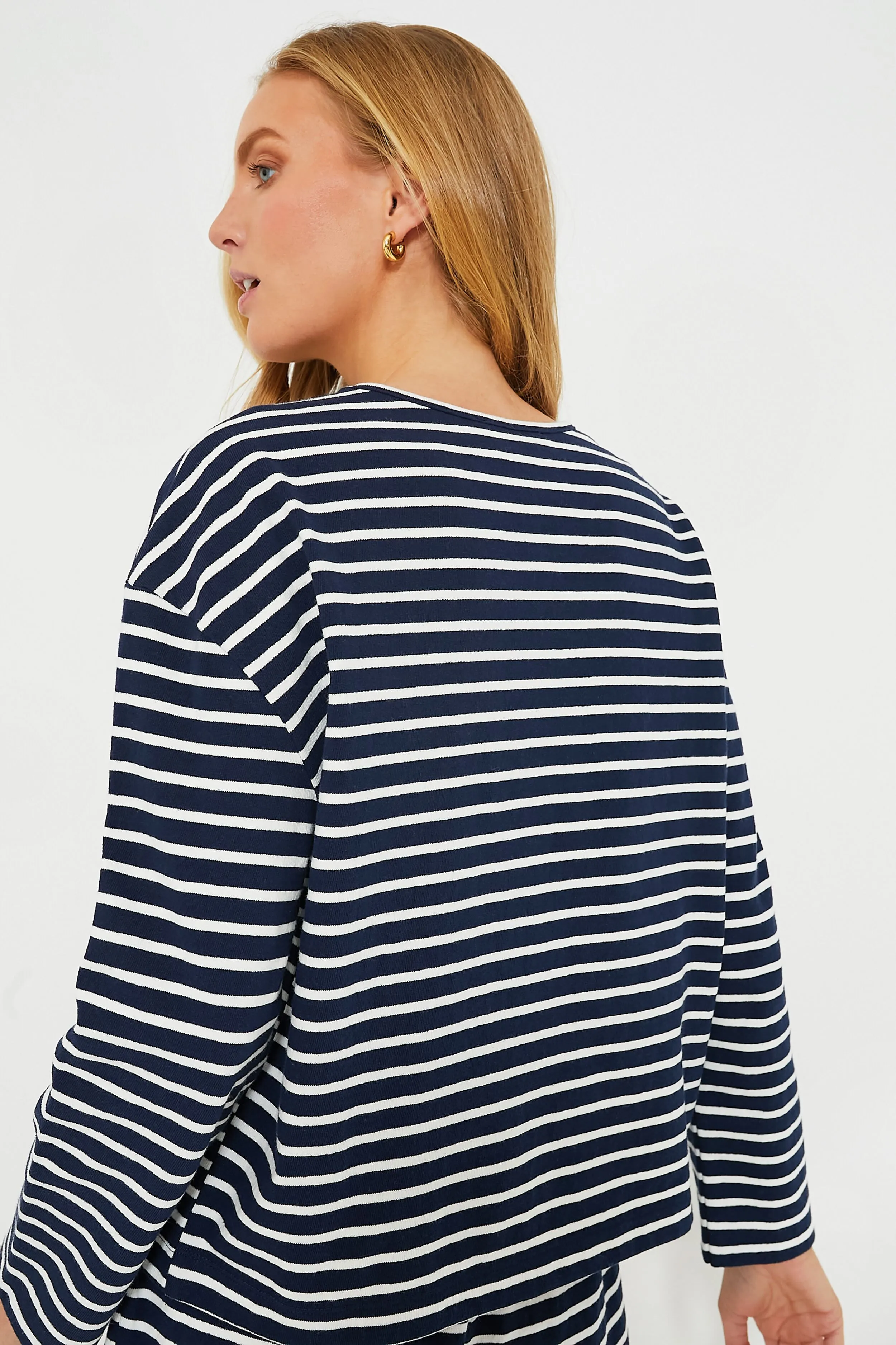 Navy Stripe Structured Knit Odelle Top sold by Tuckernuck product image thumbnail 4