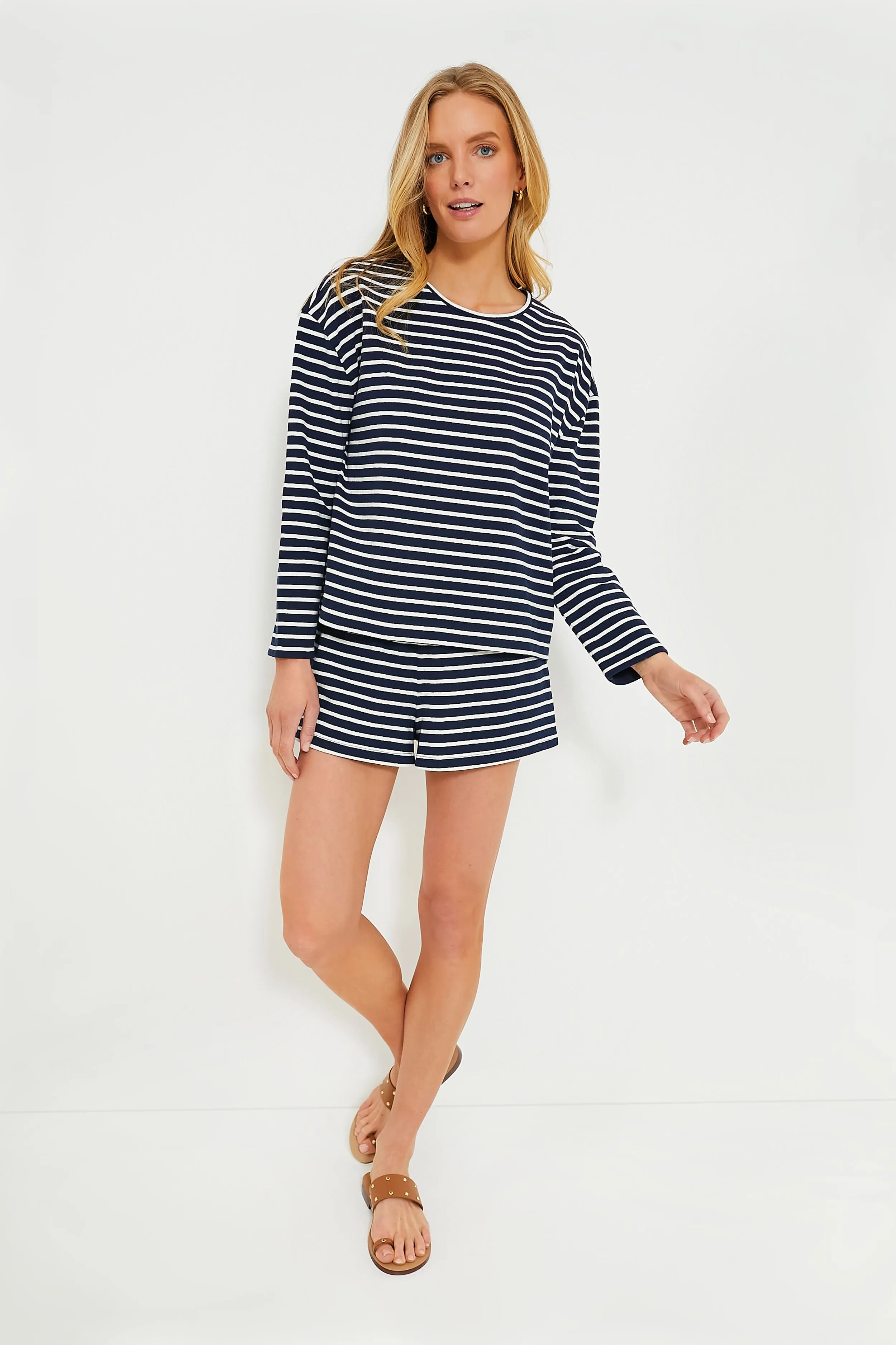 Navy Stripe Structured Knit Odelle Top sold by Tuckernuck product image thumbnail 2