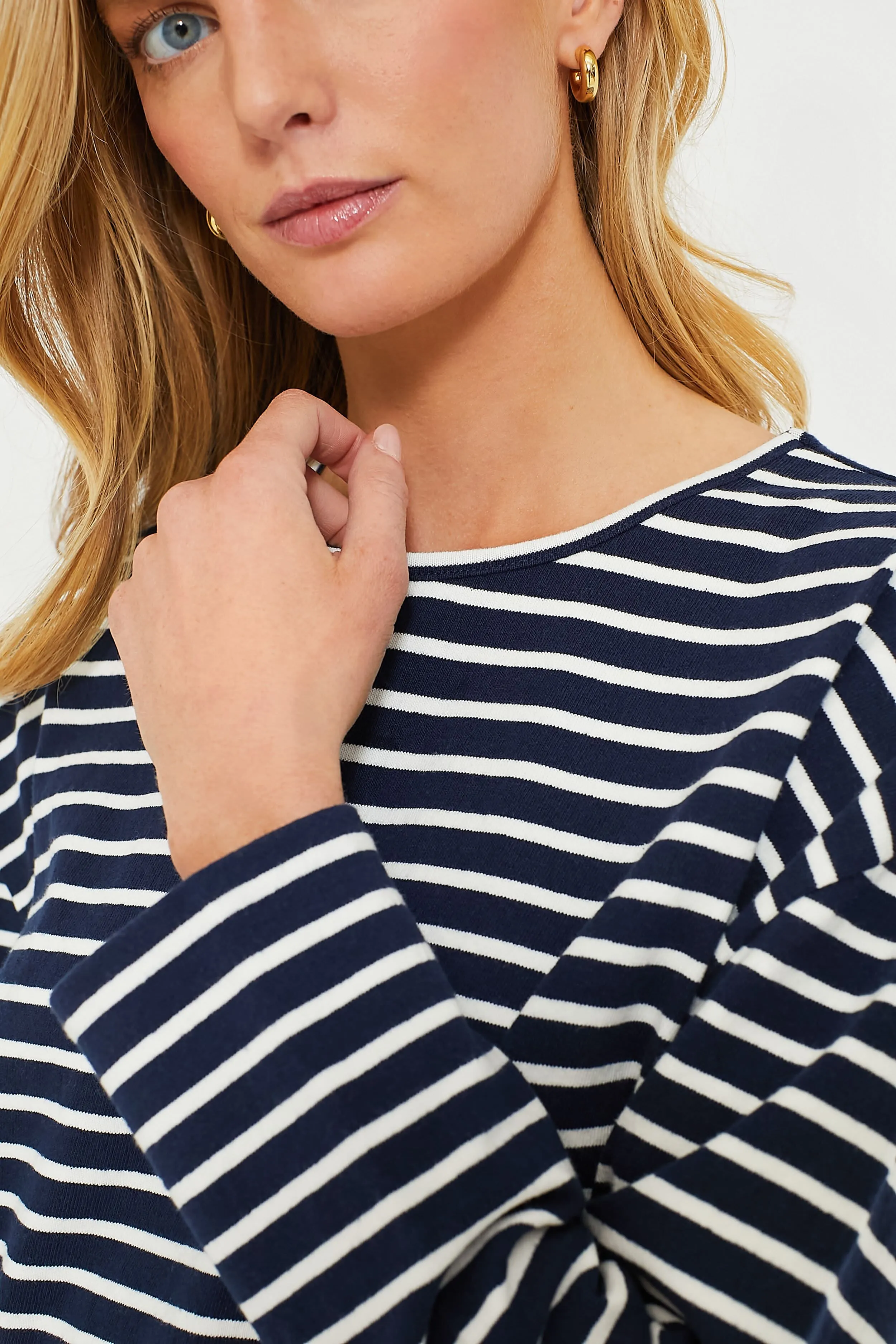 Navy Stripe Structured Knit Odelle Top sold by Tuckernuck product image thumbnail 5