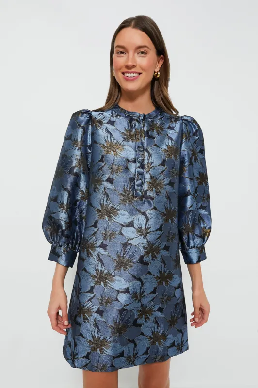 Blue Blossom Jacquard Samantha Dress sold by Tuckernuck