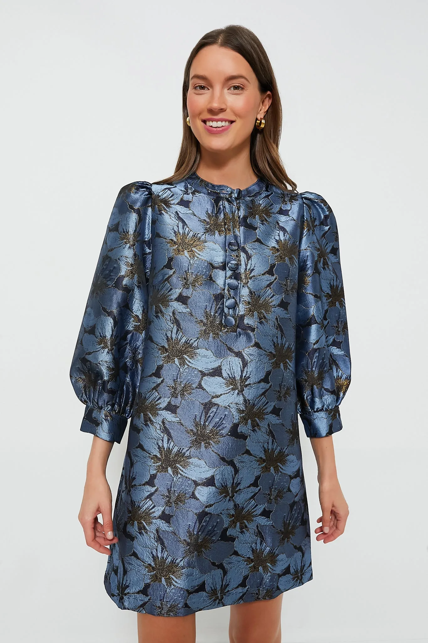 Blue Blossom Jacquard Samantha Dress | Parallel
