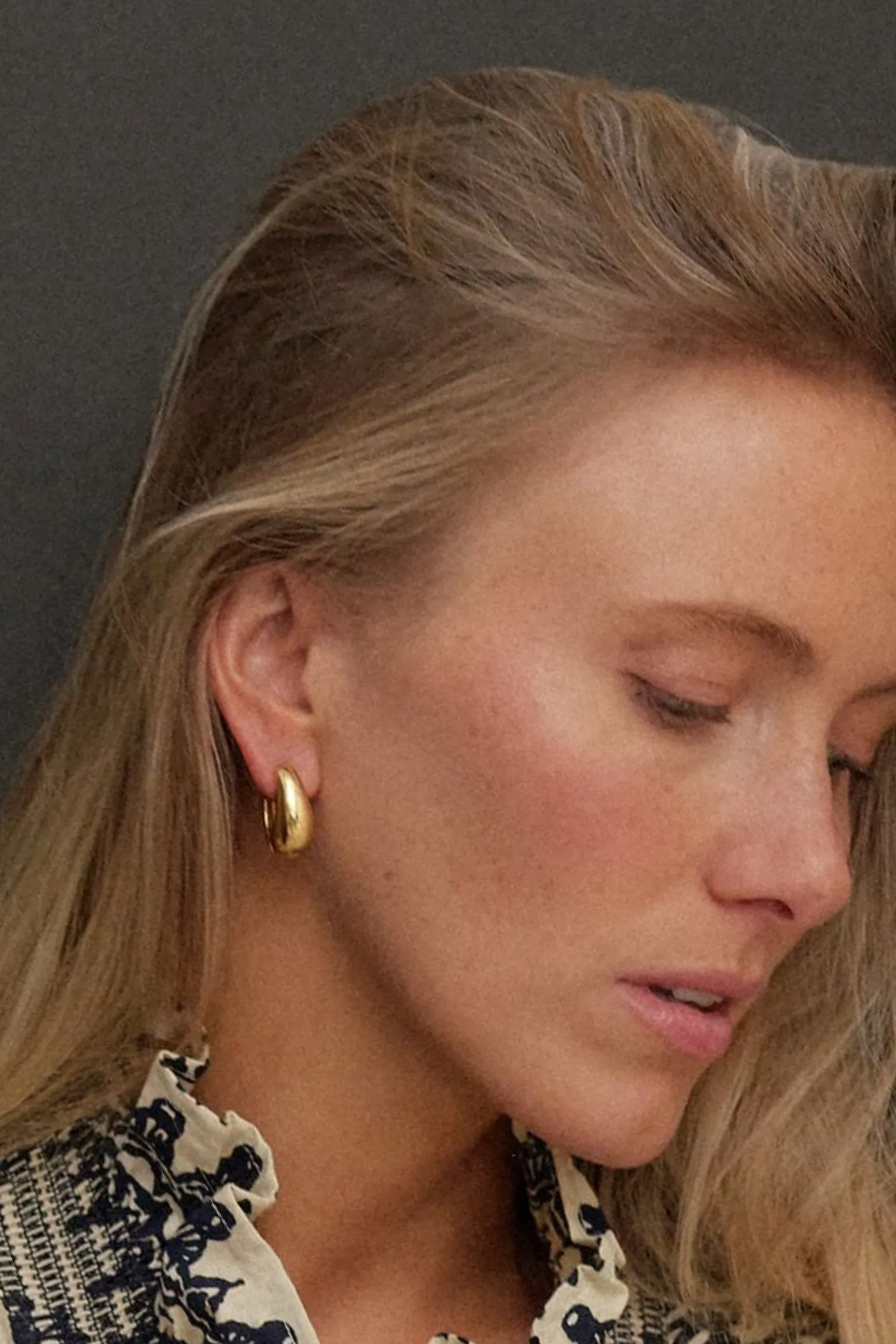 Gold Puffy U-Link Earrings sold by Tuckernuck product image thumbnail 2