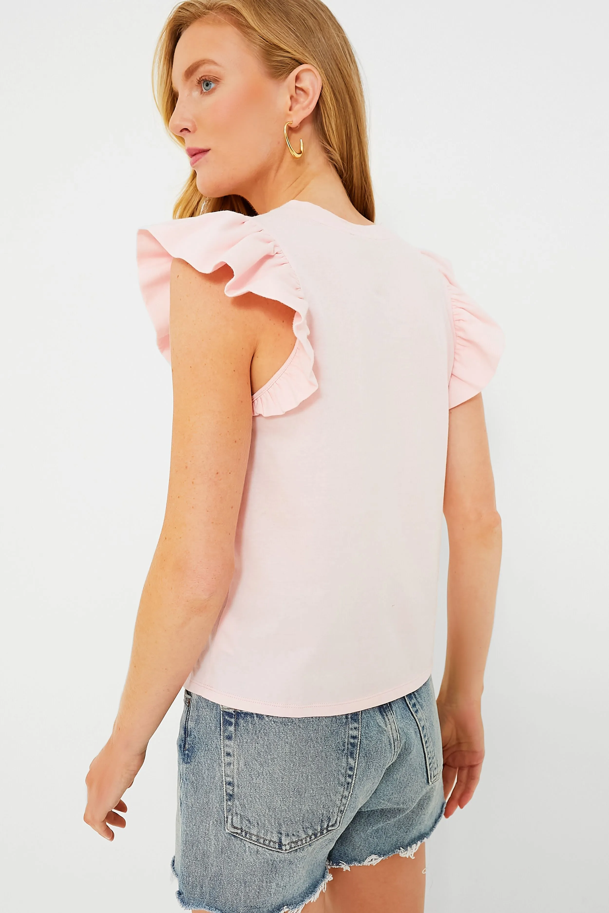 Light Pink Kaia Flutter Sleeve Tee sold by Tuckernuck product image thumbnail 4