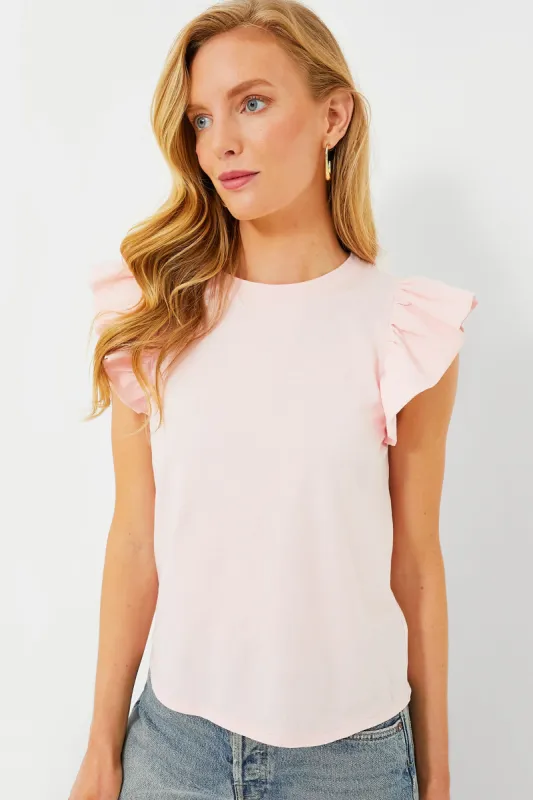 Light Pink Kaia Flutter Sleeve Tee sold by Tuckernuck