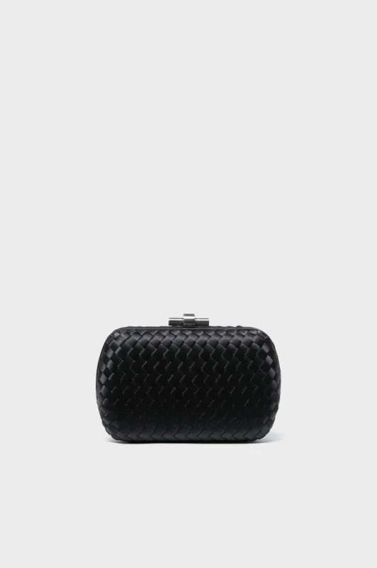 Black Evelyn Woven Clutch sold by Tuckernuck