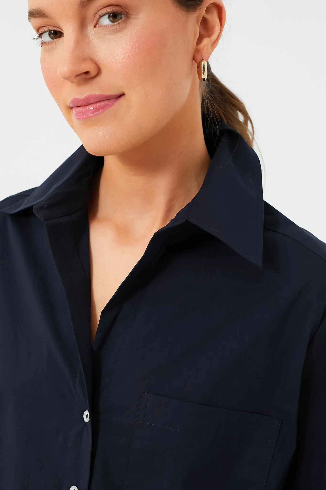 Navy Mara Cropped Button Down sold by Tuckernuck product image thumbnail 5