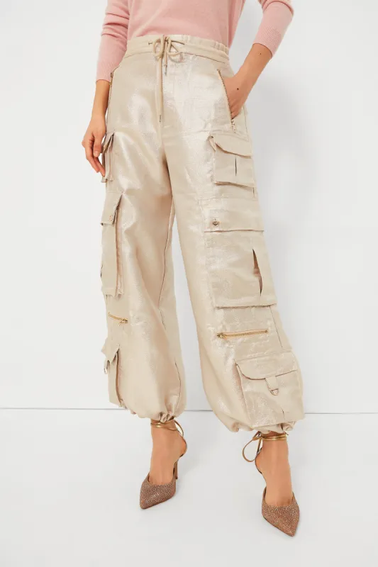 Rose Gold Metallic Cargo Pants sold by Tuckernuck