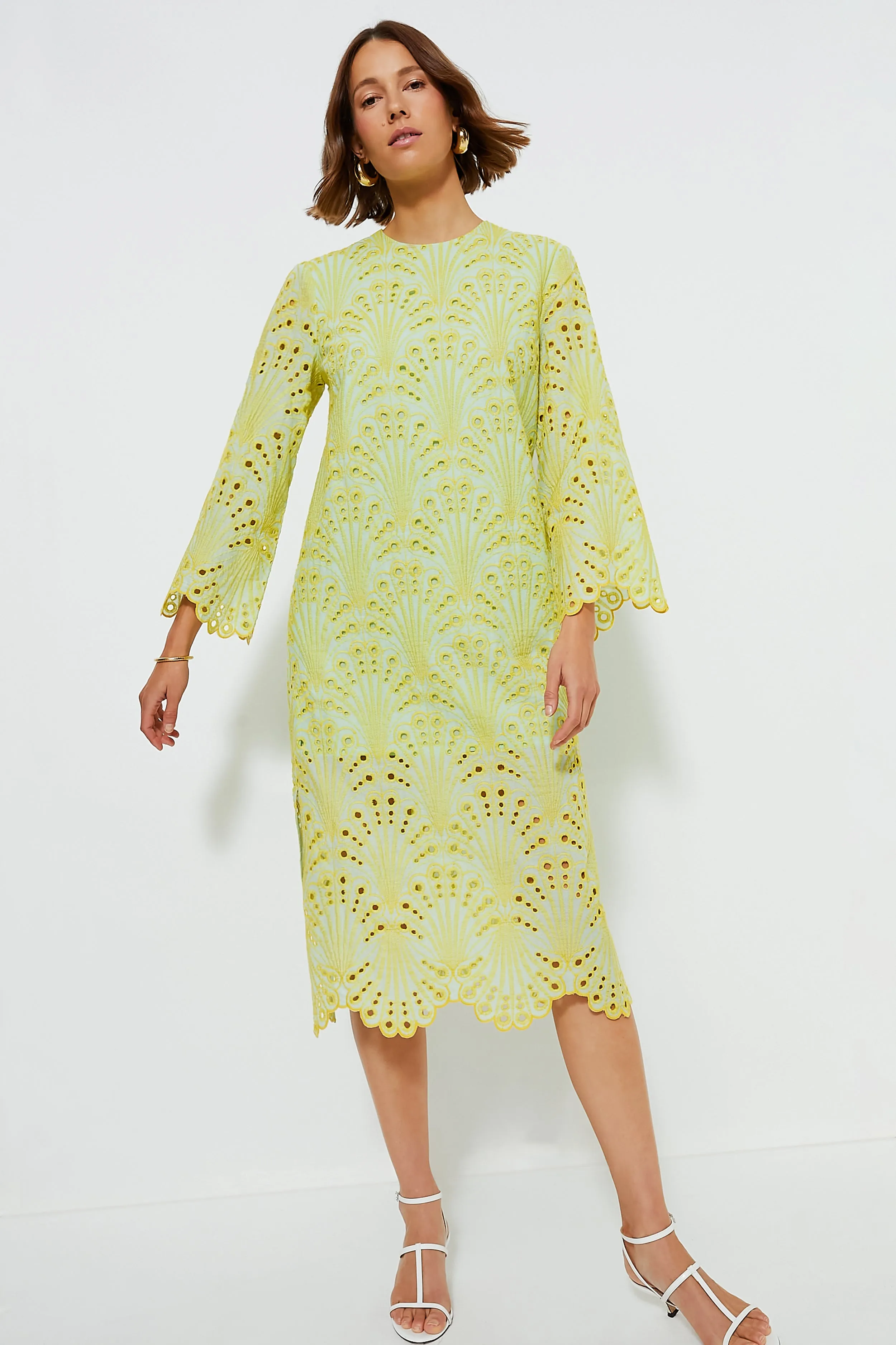 Everly // Mnt Green Eyelet Sheath Dress L | L a