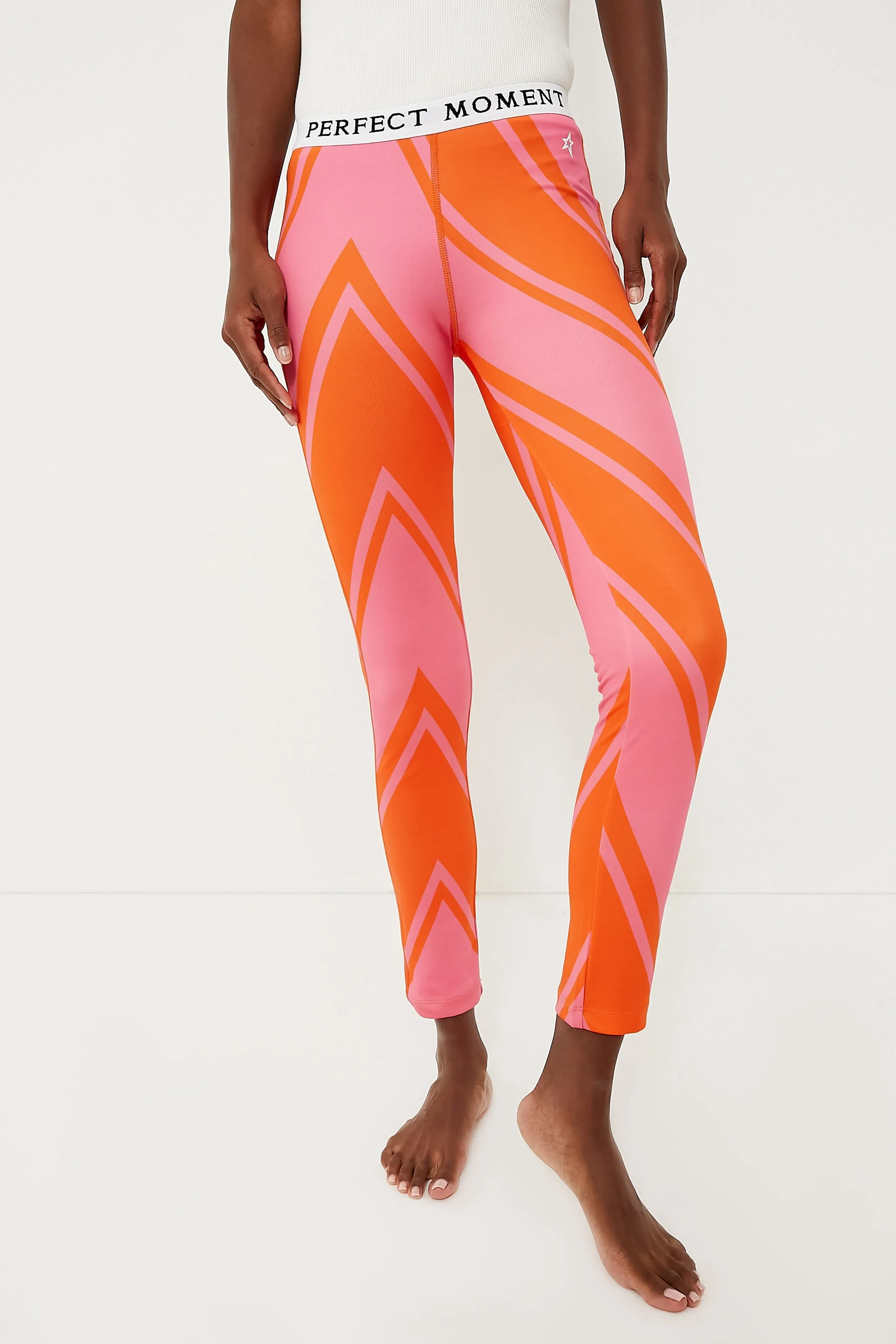 Azalea Pink and Orange Chevron Print Thermal Pant sold by Tuckernuck