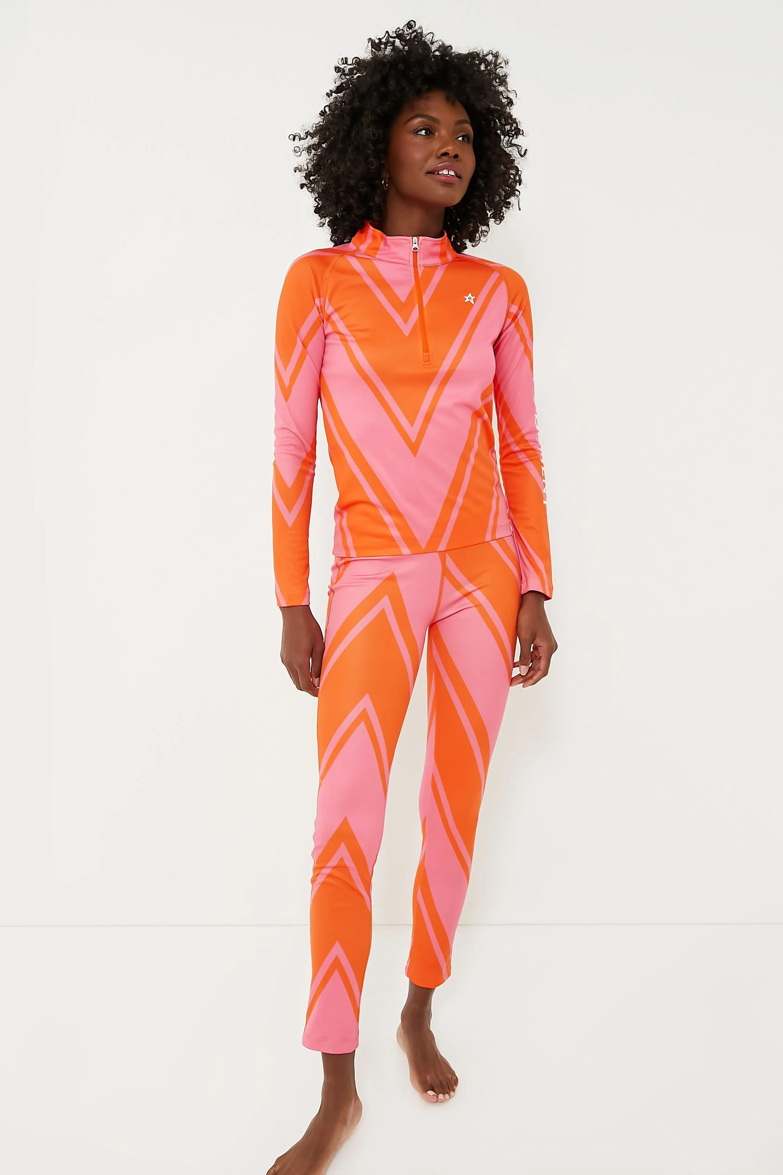 Azalea Pink and Orange Chevron Print Thermal Pant sold by Tuckernuck product image thumbnail 2