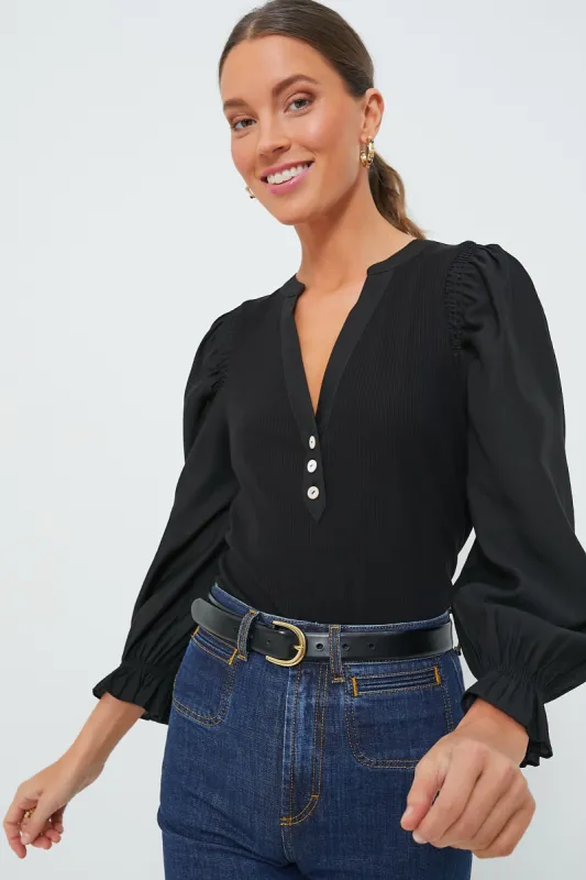 Black Long Sleeve Livia Puff Sleeve Top sold by Tuckernuck